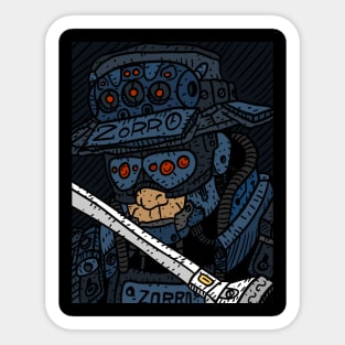 cyberpunk zorro, sci fi cyborg. masked vigilante from the future. Sticker